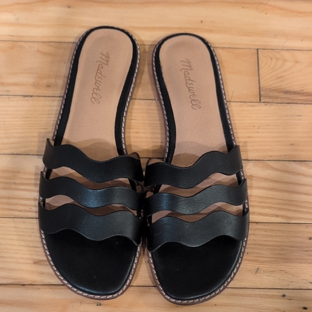 Madewell Black Wave Strap Sandals